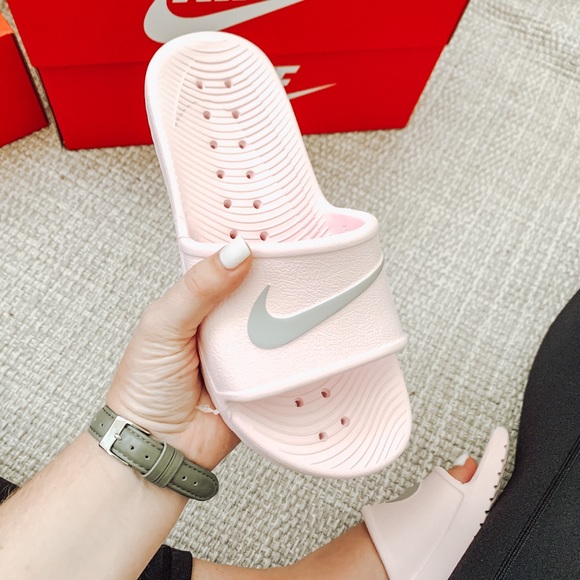 Nike Light Pink/Gray Kawa Slide Sandals